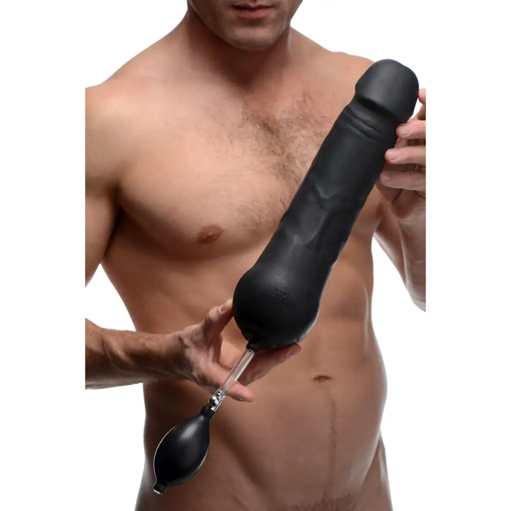 Tom Of Finland Inflatable Silicone Dildo with Attachment - Discreet Black Design