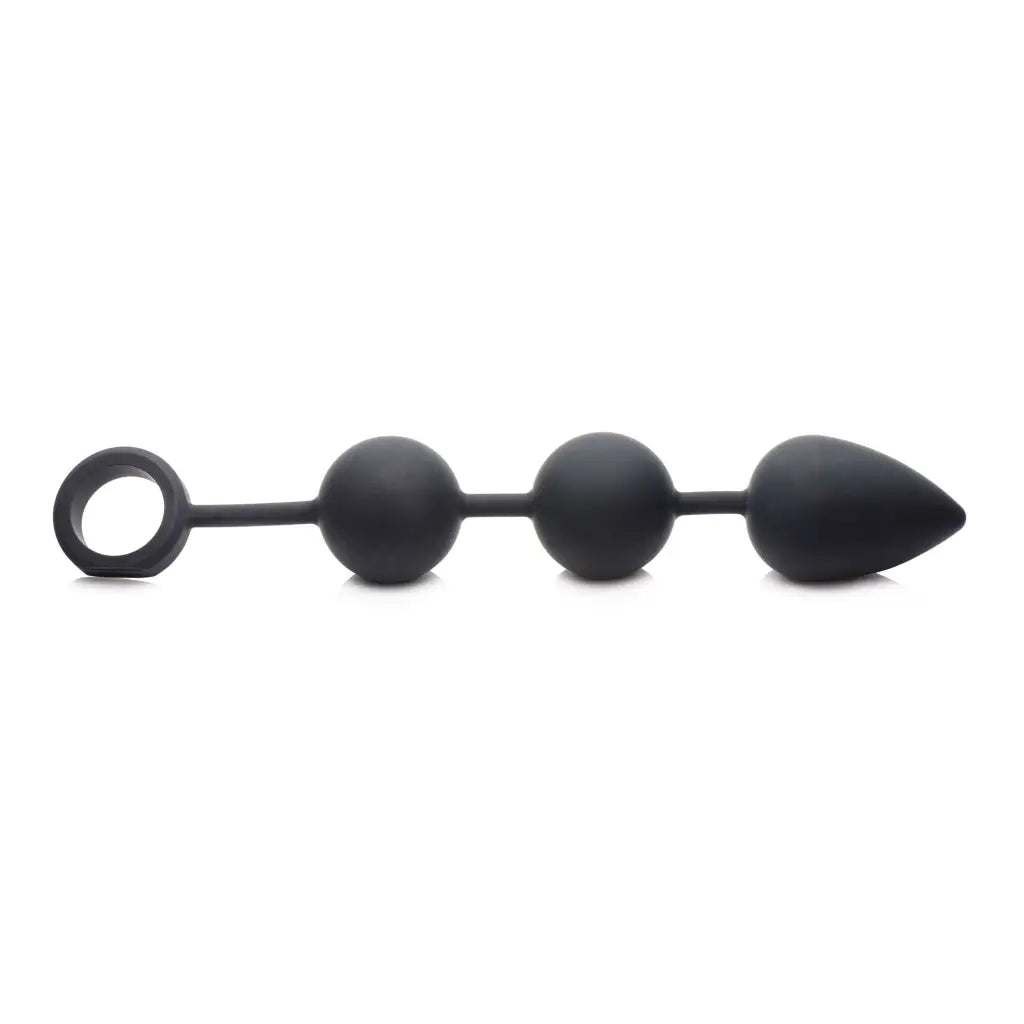 Tom Of Finland weighted anal ball beads with black nipples for enhanced pleasure