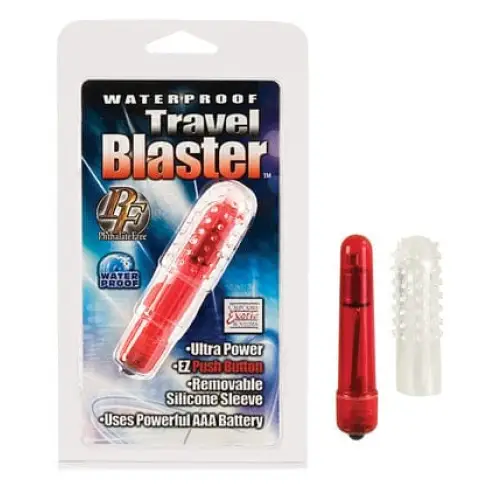 CalExotics Stimulators Red Travel Blaster W/silicone Sleeve Waterproof at the Haus of Shag