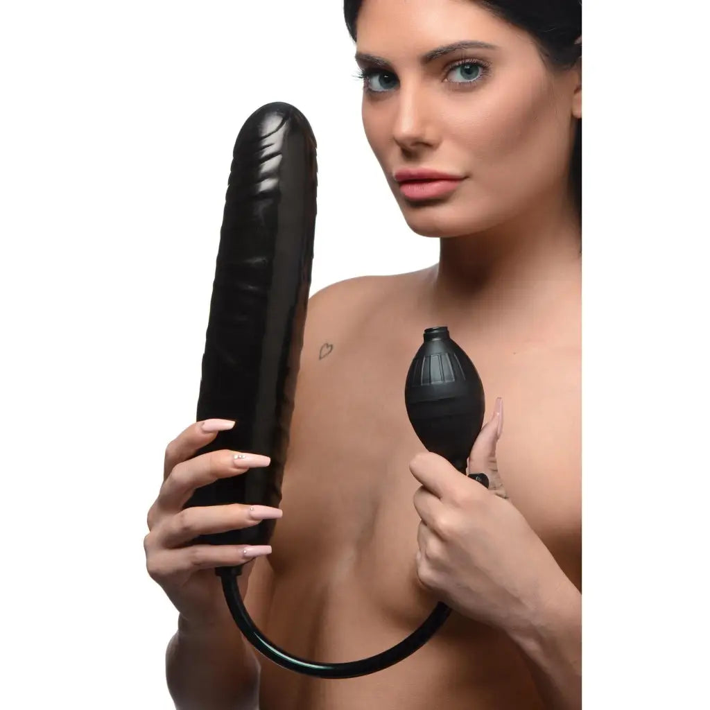 Trinity Vibes Realistic Dildo Black Inflatable Dildo at the Haus of Shag