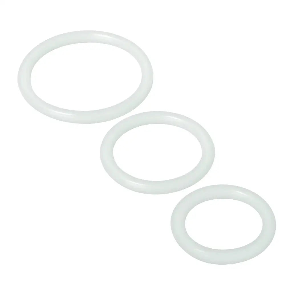 Trinity Vibes Cock Ring Clear Trinity Silicone Cock Rings at the Haus of Shag