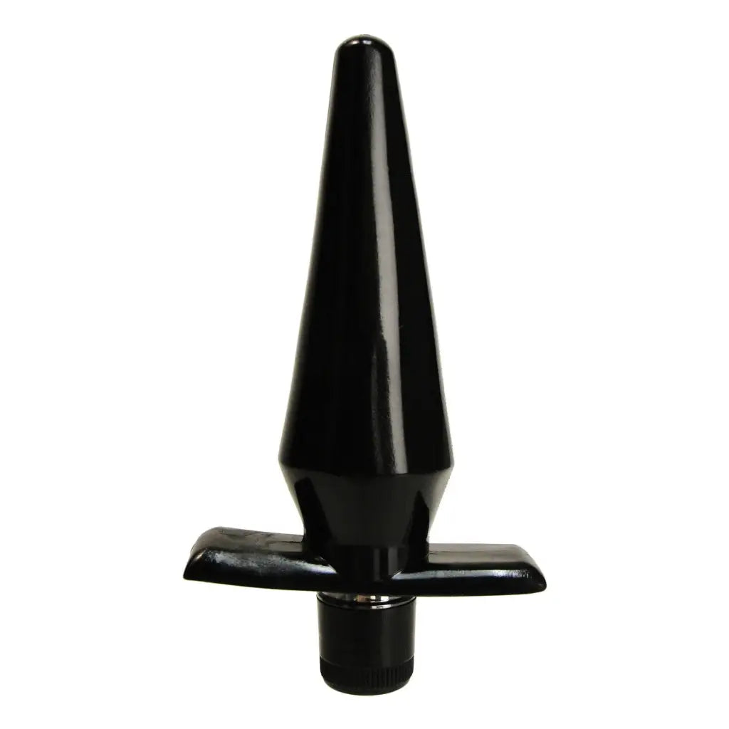 Trinity Vibrating Ass Plug - Black conical anal plug with flared base for pleasure