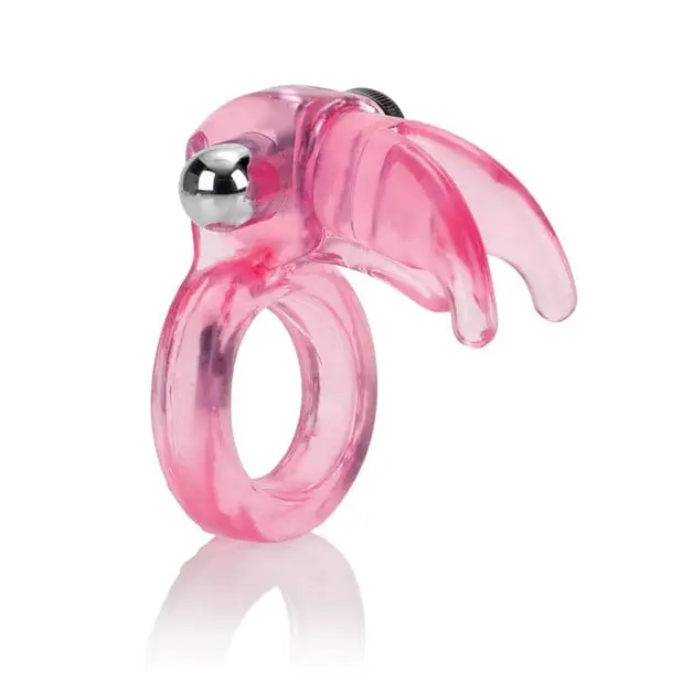 Triple Clit Flicker Pink Glass Ring with Silver Ball enhances pleasure and stimulation