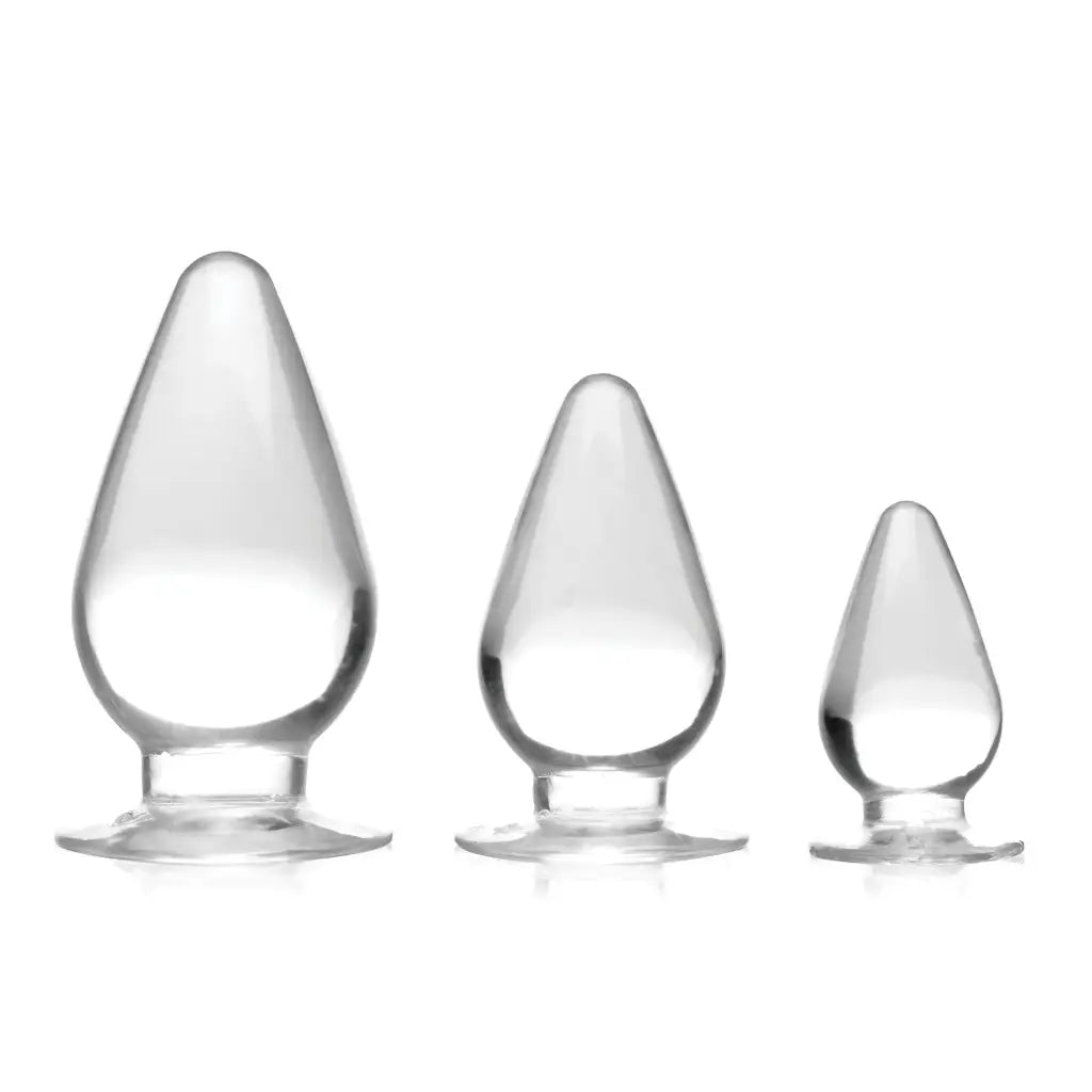 Master Series Plug Clear Triple Cones 3 Piece Anal Plug Set at the Haus of Shag