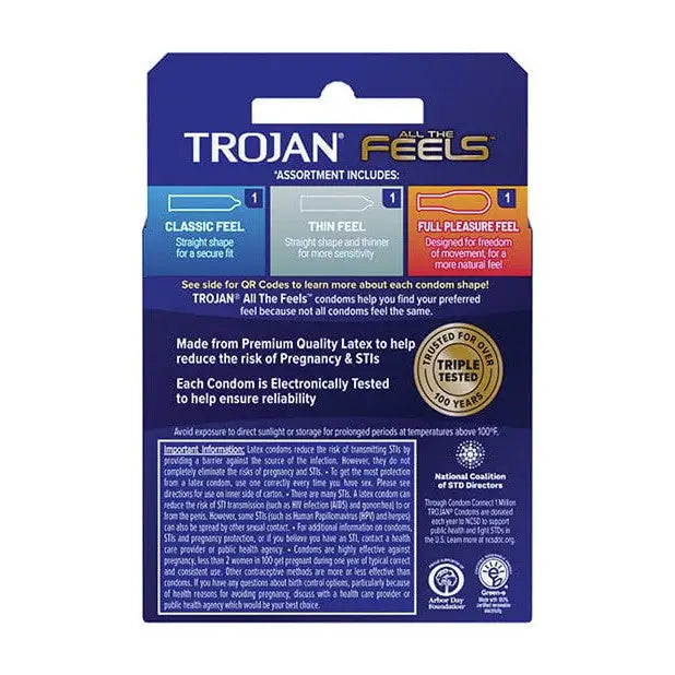 Trojan All The Feels Condoms - Straight Shape, Pack of 3 for ultimate sensation and comfort