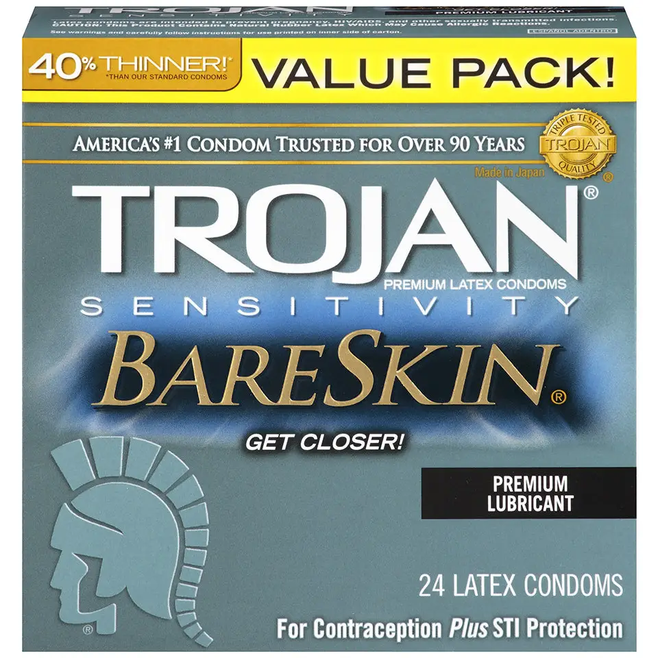 Trojan Bareskin Lubricated 24pk - Condoms