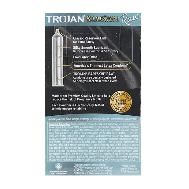 Trojan Bareskin Raw 10ct - Condoms