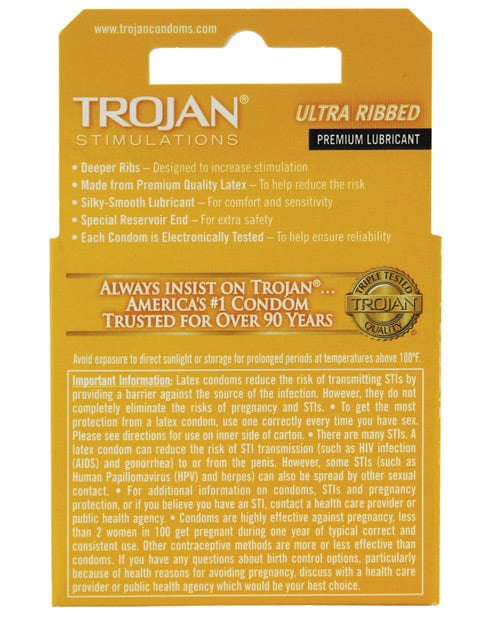 Trojan Condoms 3 Trojan Ribbed Condoms - Box Of 3 at the Haus of Shag