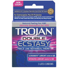 Trojan Double Ecstasy Extra Strength for Men, 3 Count - Enhanced Pleasure Condoms