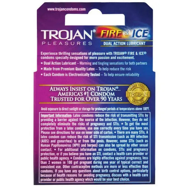 Trojan Fire & Ice condoms box of 3 - Tran Force for enhanced pleasure and protection