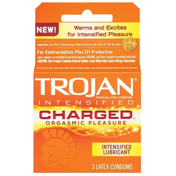 Trojan Intensified Charged Condoms - Box Of 3: Premium charged condoms for intensified pleasure