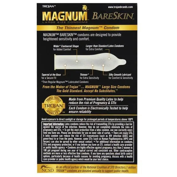 Trojan Magnum Bareskin Condoms for Men - Ultra-Thin, Extra-Large Protection