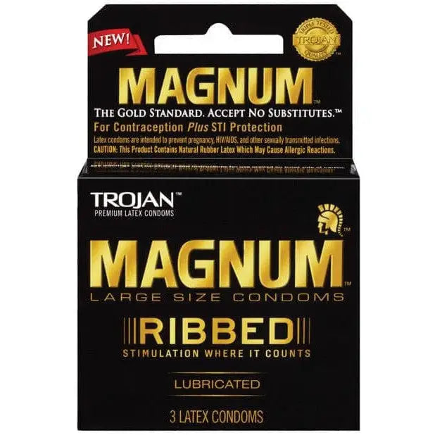 Trojan Magnum Ribbed Condoms, 3 Pack: High-Quality Protection for Enhanced Pleasure