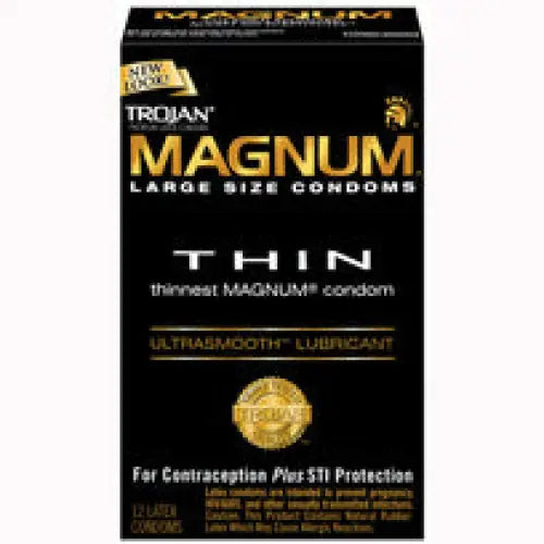 Trojan Magnum Thin Condoms - Box of 3 with a tapered base for a secure fit