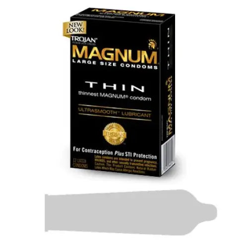 Trojan Magnum Thin Condoms - Box of 3 | Tapered Base for a Secure Fit