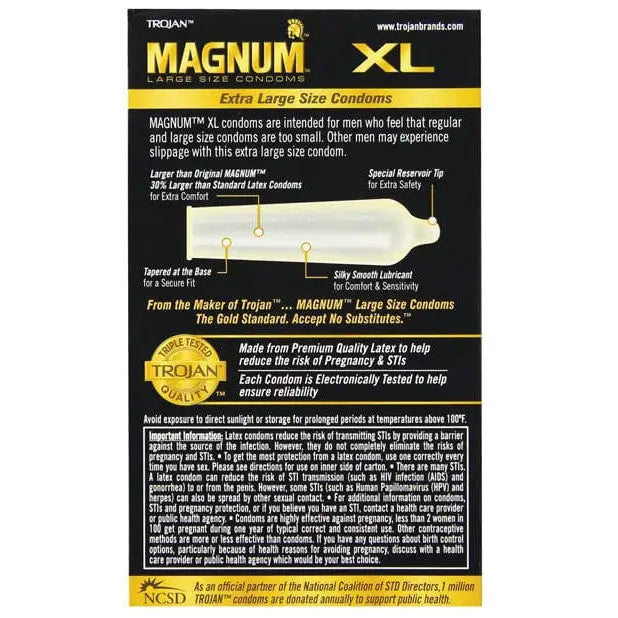 Trojan Magnum XL Lubricated Condom Box of 12 - Magnium XL, Light, 1.5mm, White