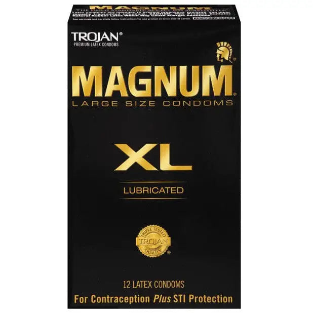 Trojan Magnum XL Lubricated Condom Box of 12 - Premium Protection for Maximum Comfort