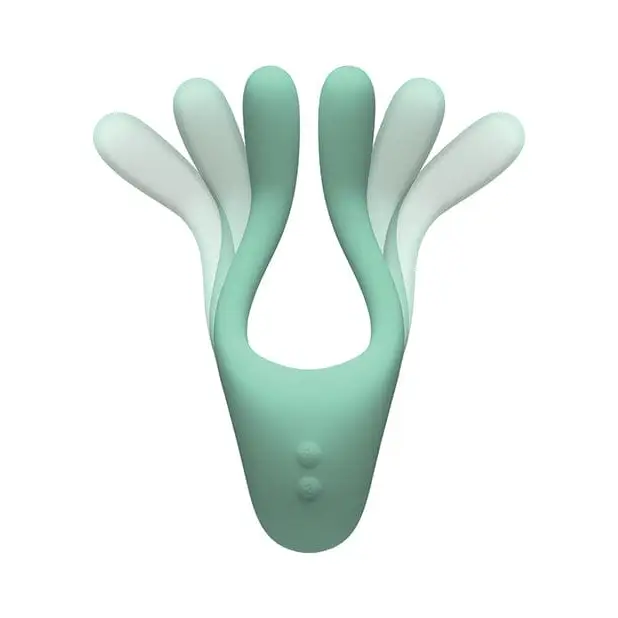 Tryst V2 Bendable Multi Zone Massager with green silicon silicone and long, short ears