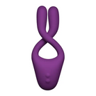 Purple Tryst V2 Bendable Multi Zone Massager with remote on white background