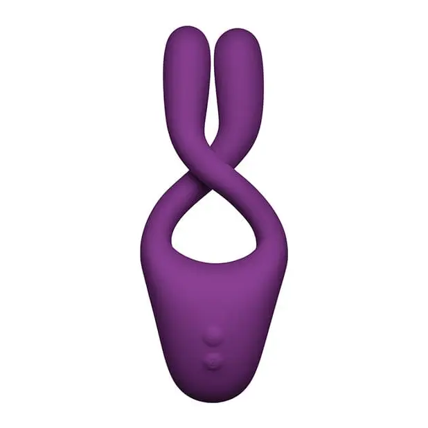 Purple Tryst V2 Bendable Multi Zone Massager with remote on white background