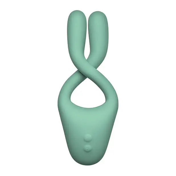 A green rabbit-human sculpture displayed with Tryst V2 Bendable Multi Zone Massager W/remote