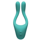 Close-up of Tryst V2 Bendable Multi Zone Massager, blue bunny shape, white background