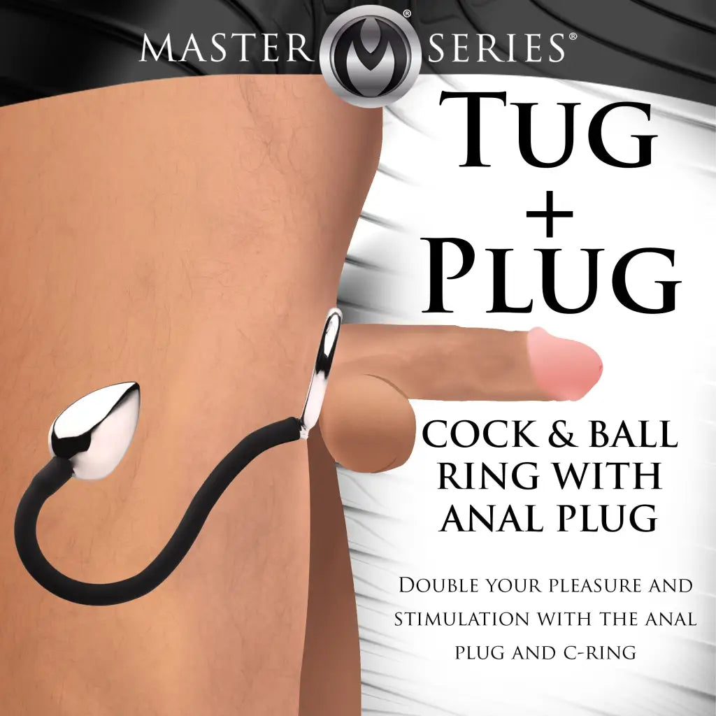 Tug And Plug Cock And Ball Ring With Anal Plug - Cock Ring