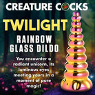 Super smooth Twilight Rainbow Glass Dildo with spiral, tapered shape by Creature Cocks