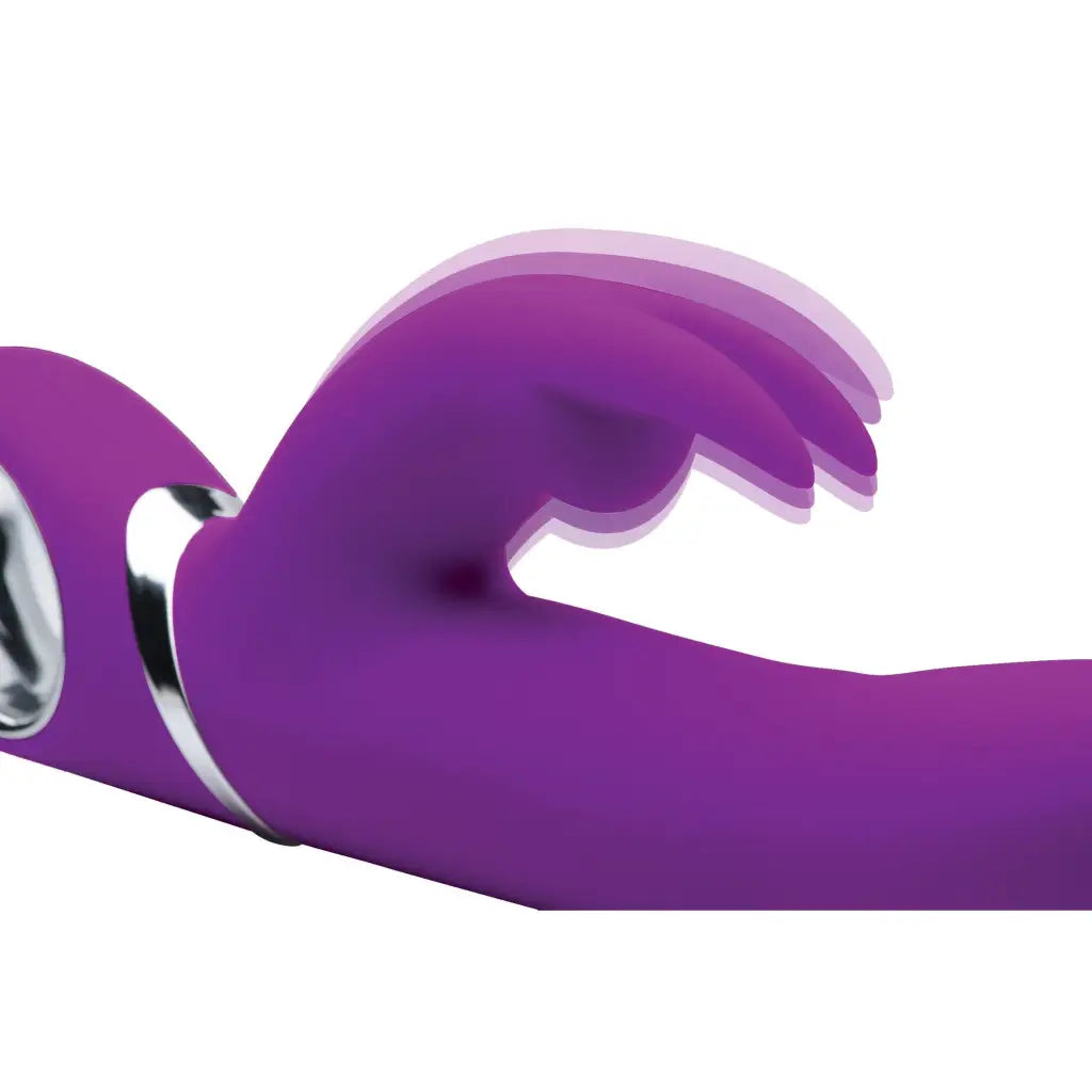 Twirly 66x Spinning Silicone Rabbit Vibrator: Purple with Curved Shape and Metallic Accents