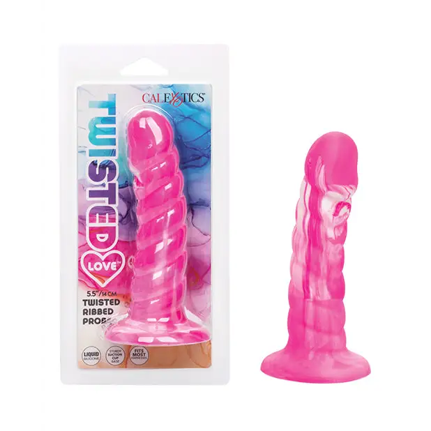 Twisted Love Twisted Ribbed Probe - Pink - Plain Dildo