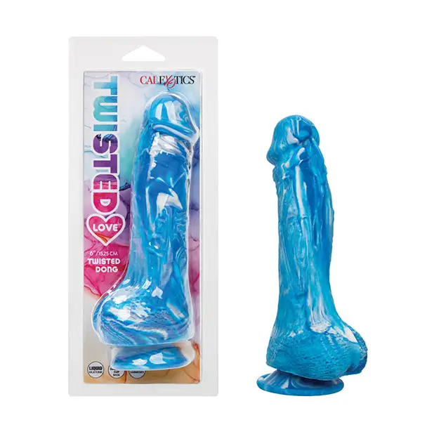 Twisted Love Twisted Silicone Dong - Blue - Dongs & Dildos