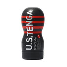 Black and red striped U.S TENGA Original Vacuum Cup masturbation device