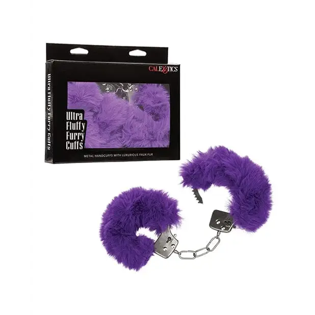 CalExotics Bondage Blindfolds & Restraints Purple Ultra Fluffy Furry Cuffs at the Haus of Shag