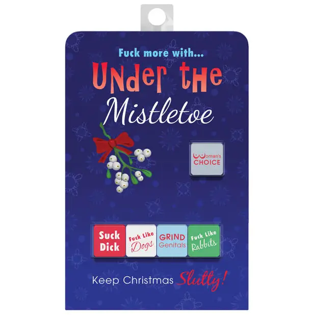 Christmas gift card with red and white ribbons - perfect for party games under the mistletoe