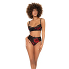 Underwire Bra Top & High Waisted Bottom - Large/XL / Black - Two Piece Outfit