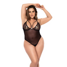 Underwire Mesh Bodysuit W/garterbelt Black - Bodysuit