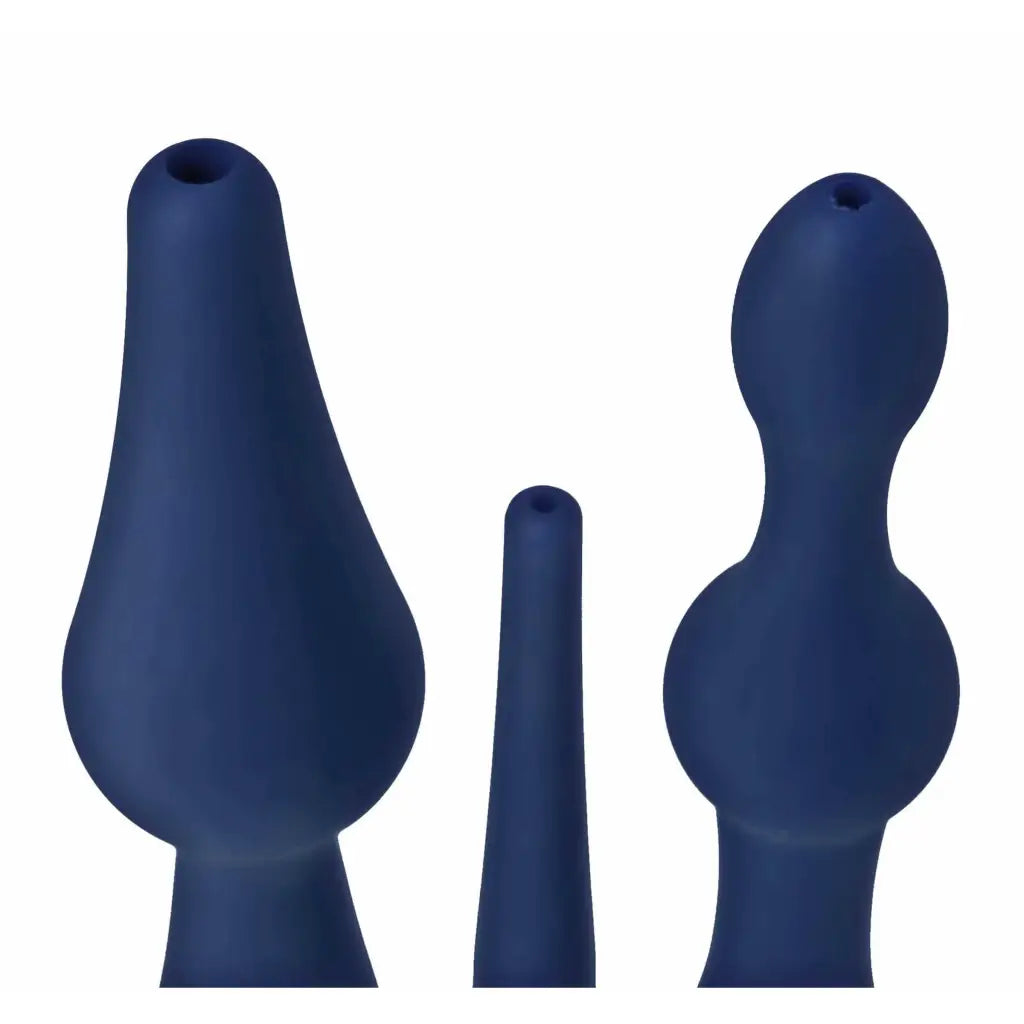 Universal 3 Piece Silicone Enema Attachment Set: navy blue intimate personal massagers