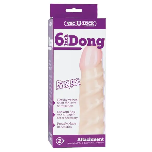 Vac-u-lock 6’ Raging Hard On Realistic Dong - White adult novelty product packaging