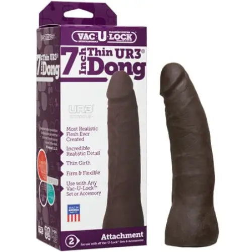 Doc Johnson Dildos Vac-U-Lock- 7-Inch Thin Dong - ULTRSKYN Black at the Haus of Shag