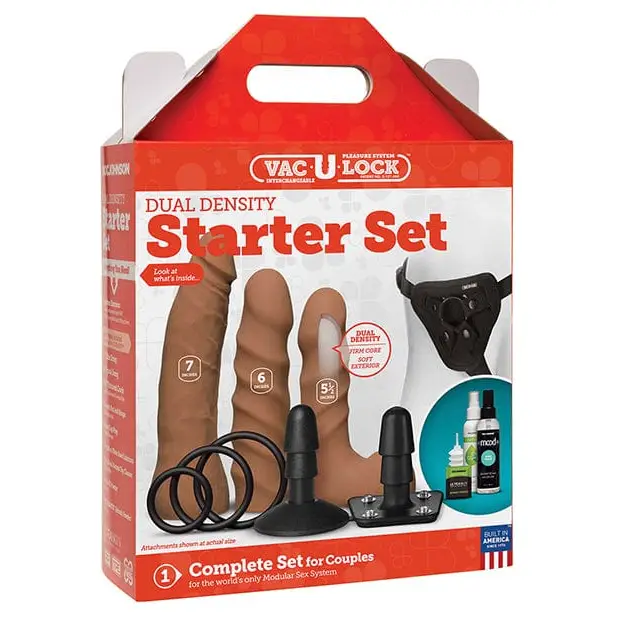 Doc Johnson Dongs & Dildos Caramel Vac-u-lock Dual Density Starter Set at the Haus of Shag