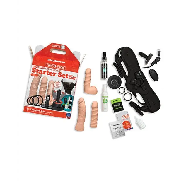 Doc Johnson Dongs & Dildos Vac-u-lock Dual Density Starter Set W/wireless Remote at the Haus of Shag