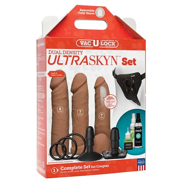 Doc Johnson Dongs & Dildos Caramel Vac-u-lock Dual Density Ultraskyn Set at the Haus of Shag