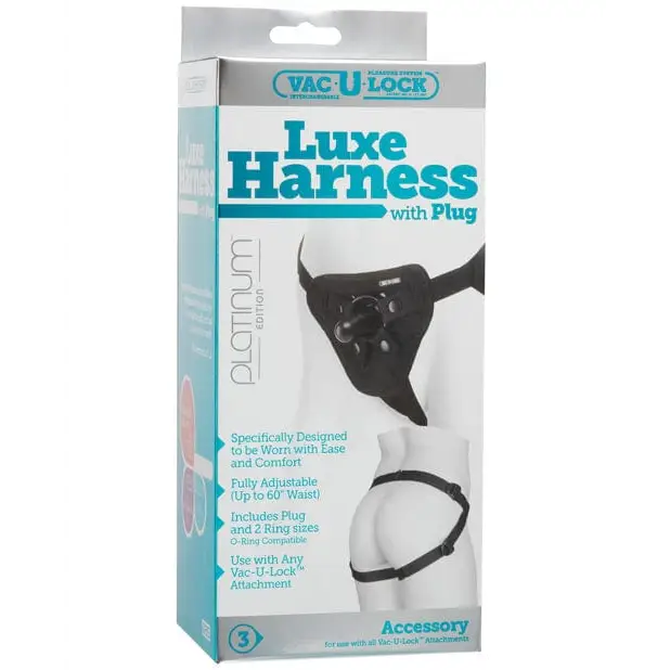 Doc Johnson Strap Ons Vac-u-lock Platinum Edition Accessories Luxe Harness - Black at the Haus of Shag