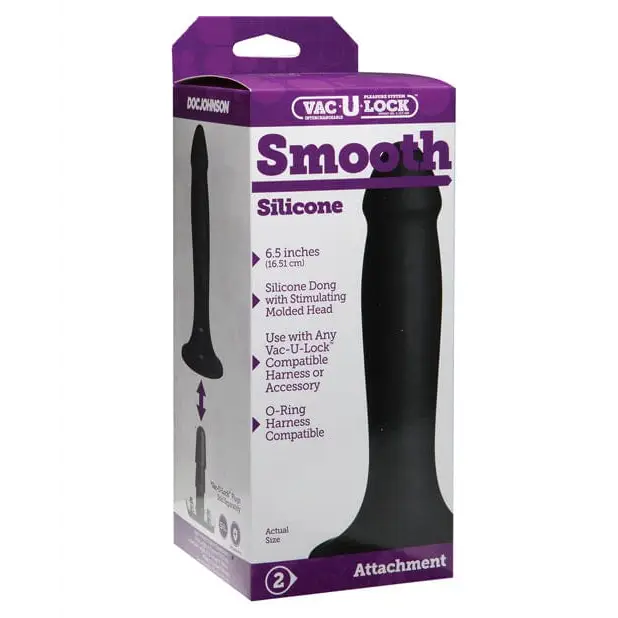 A box of Vac-u-lock smooth silicone dong with a black handle for versatile pleasure