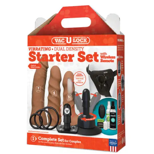 Vac-U-Lock - Vibrating Dual Density Starter Set- Caramel - Dildos and Dongs