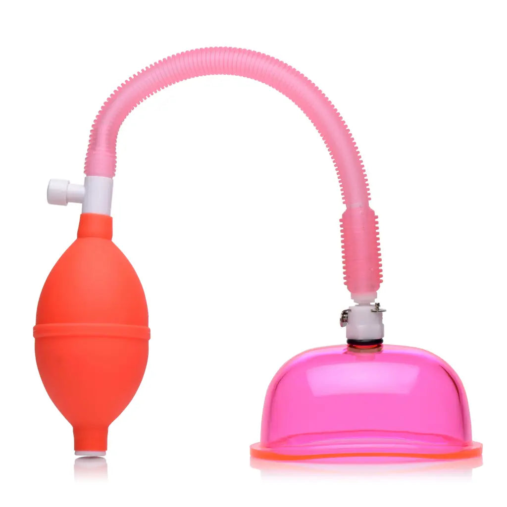 Breast pump device with squeeze bulb and suction cup - Vaginal pump with cup