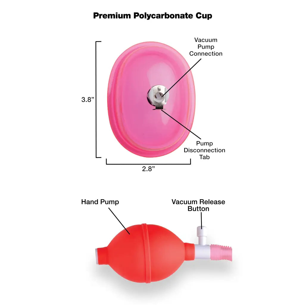 Premium polycarbonate vaginal pump with vacuum cup for medical or scientific use