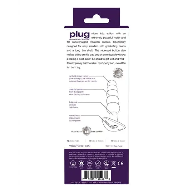 Savvy Co. Powered Plug Vedo Plug Rechargeable Anal Plug at the Haus of Shag