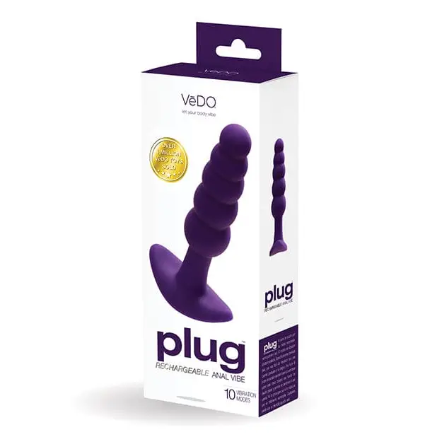 Savvy Co. Powered Plug Purple Vedo Plug Rechargeable Anal Plug at the Haus of Shag