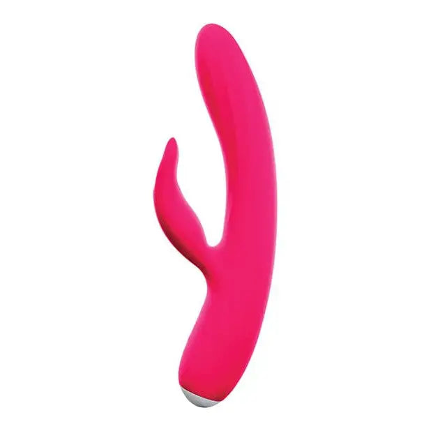 Bright pink Vedo Thumper Bunny Rechargeable Dual Vibe with a curved shape